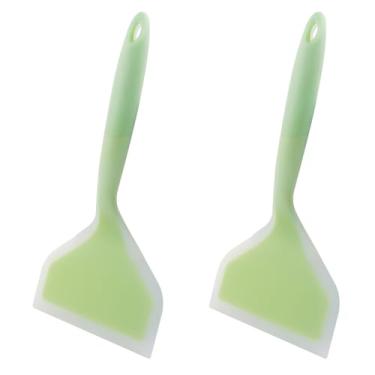 Imagem de Hitefu 2 peças de espátula de silicone, flipper de panqueca larga, pá Tamagoyaki, flipper de ovo antiaderente livre de BPA para omelete, pizza, bife e peixe (verde)