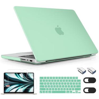 Imagem de Mektron Capa compatível com MacBook Pro de 14 polegadas 2021 2022 modelo A2442, capa rígida de plástico fosco capa de teclado e protetor de tela para MacBook Pro 14 M1 Pro/Max Chip com Touch ID, verde