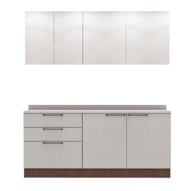 Imagem de Cozinha Modulada Pequena Herval Amsterdam, 4 Peças, Off White e Avelã,