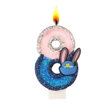 Imagem de Velas com número de aniversário, vela de glitter rosa e azul para bolo, decoração de topo de bolo de feliz aniversário (número 8)