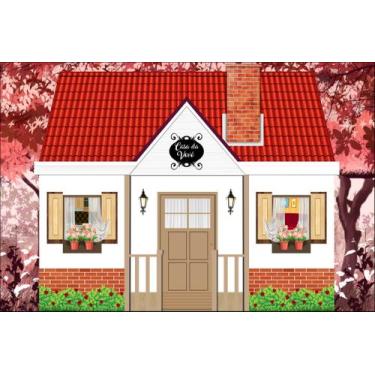 Imagem de Painel de Tecido Sublimado Casinha Casa da Vovó Fundo Jardim - Fabrika