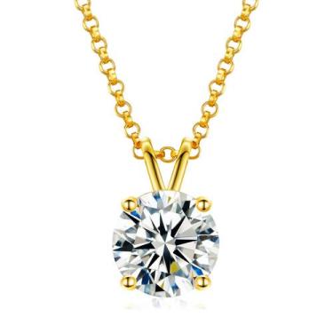 Imagem de Colar THE Moissanite 0,5 quilates em prata banhada a ouro amarelo 18 q