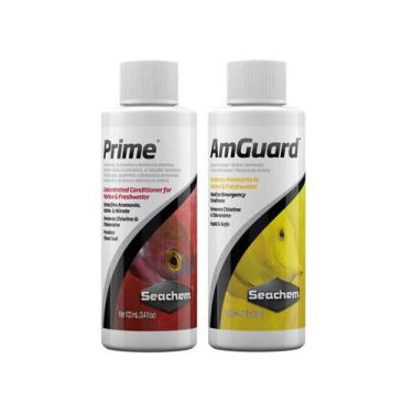 Imagem de Kit Prime Amguard Seachem Remove Cloro Amônia Aquário 100ml