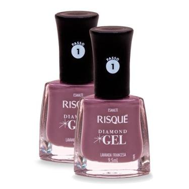 Imagem de Kit 2 Esmalte Risqué Diamond Gel Cor Lavanda Francesa 9,5ml