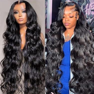 Imagem de Perucas frontais de renda Yamikk Body Wave 32" Human Hair 180 Density