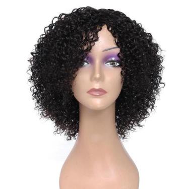 Imagem de Peruca HUA Glueless Kinky Curly Bob Huan Hair Short para mulheres
