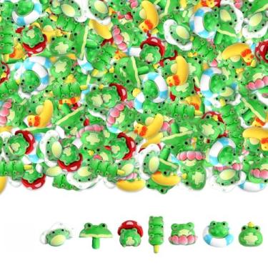 Imagem de Conjunto fofo de 40 peças de pingentes de geleca de sapo, enfeites de resina de animais de desenho misto a granel, artesanato de resina kawaii flatback para capa de telefone faça você mesmo joias