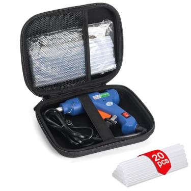 Imagem de Kit de pistola de cola quente, pistola de cola quente para derretimento com 20 palitos de cola e 20 palitos de artesanato de madeira, mini pistolas de cola quente com estojo de transporte para artes escolares DIY, artesanato, reparos domésticos para crianças