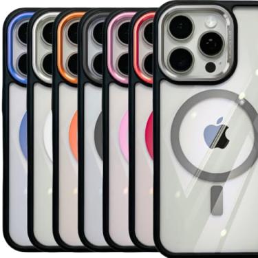 Imagem de Capa iPhone 16 Pro Max Capinha Magnética Case Celular Proteção Câmera Acrílico Anti Amarelamento