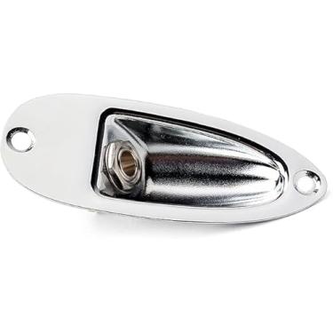 Imagem de HNYYZL Placa de tomada de entrada de guitarra estilo barco carregado com saída 1/4 polegada com parafusos, substituição para Fender Stratocaster Strat e guitarras elétricas, peça de reparo de placa