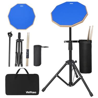 Imagem de Almofada de bateria de treino de 30,5 cm atualizada com suporte, bastões e balde de bateria, almofada de tarola para iniciantes com baquetas (um par) e bolsa de transporte, almofada de bateria