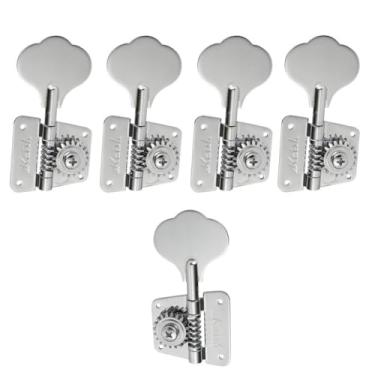 Imagem de Vintage 70s Cloverleaf 5 cordas afinadores de baixo 5 cordas cabeças de máquina de afinação de baixo teclas de afinação de baixo para JB Jazz Bass/PB Precision Bass Chrome 4R1L