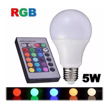Imagem de 2X Lampada Bulbo Rgb Led 5W E27 Colorida Controle Remoto 16