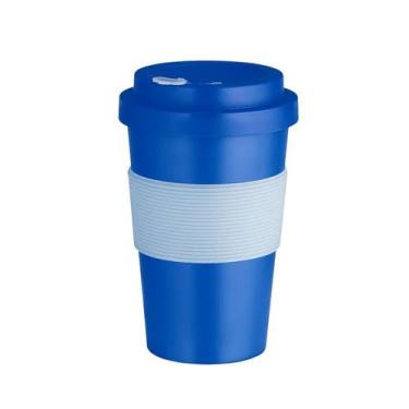 Imagem de Copo Azul Sustentável RPET 400ml Reutilizável Tampa com Vedação e Anel