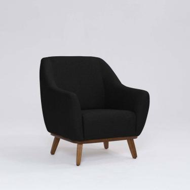 Imagem de Poltrona Tecido Linho Base Madeira Paloma Preto