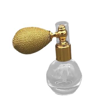 Imagem de Kokiya Atomizador de perfume em spray de silicone e vidro, tampa de alumínio para extensão de cabelo, portátil, recarregável, 12ml, Ouro