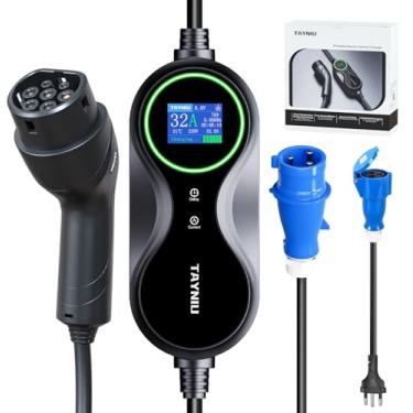 Imagem de TAYNIU Carregador EV Portátil com Adaptador 7KW 10A 13A 16A 24A 32A Ajustável Estação Carro Elétrico Tipo 2 Cabo De 5M Carregador Wallbox Veículo Compatível com BYD GWM Volvo Carro Brasil Infinity