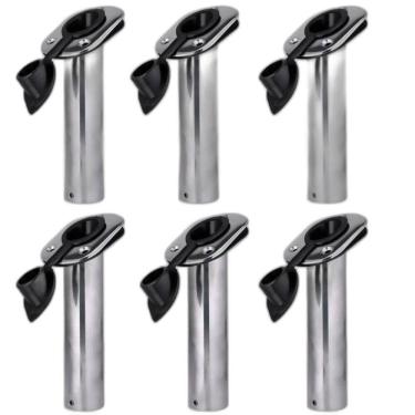 Imagem de Kit 6 Porta Caniço Inox Reforçado Inclinado Tampa Em Nylon