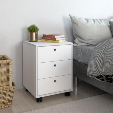 Imagem de Mesa De Cabeceira Com 3 Gavetas Oggi Decore Cor Branca