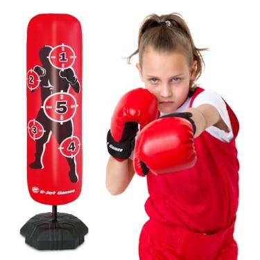 Imagem de Saco de pancadas com luvas de boxe para meninos e meninas de 3, 4, 5, 6, 7, 8, 9, 10, 11 e 12 anos, presentes infláveis de boxe