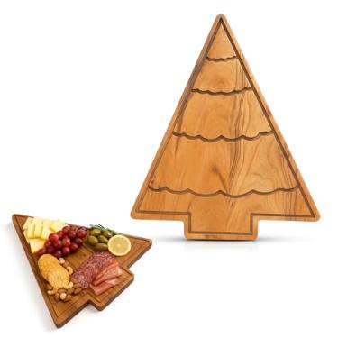 Imagem de Aurah Tábua de corte de madeira de acácia para preparação e servir refeições na cozinha - bloco de açougueiro de madeira, carne, pizza, legumes, tábua de cortar frutas e queijo - 34 x 27 cm