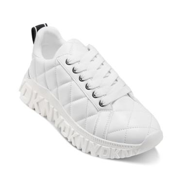 Imagem de DKNY Tênis feminino Lathen acolchoado com cadarço com detalhe de logotipo, Branco, 38