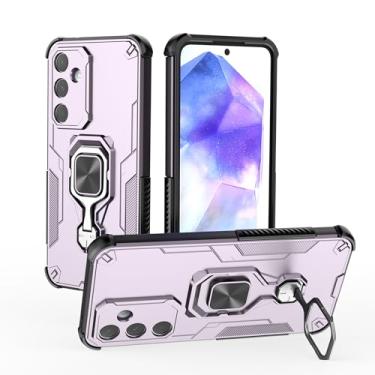 Imagem de SORAKA Capa para Samsung Galaxy A35 5G com suporte de metal rotativo de 360 graus peça magnética de ferro para suporte magnético de carro e telefone roxo