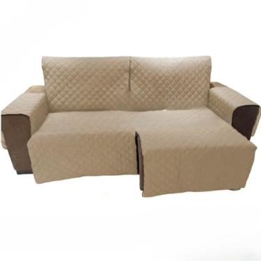 Imagem de Capa para Sofá Retrátil e Reclinável 2 Módulos - Medida Total 2,90m Incluindo Braços, Protetor Impermeável e Ajustável,(Bege)