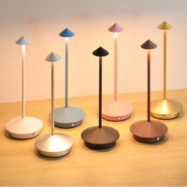 Imagem de Luminária de Mesa LED Recarregável Formato Cogumelo Metal Moderno Nórdico com Toque e 3 Níveis de Brilho USB(PRATA)