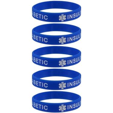 Imagem de Max Petals Pulseira de silicone para identificação de alerta médico tipo 1 tipo 1 tamanho adulto (20 cm), Medium, Silicone, Sem Pedra Preciosa