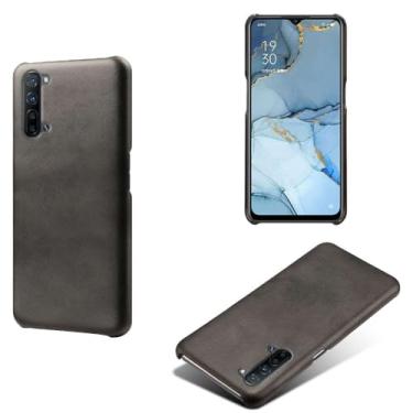 Imagem de Capa para OPPO Find X2 Lite,Proteção contra quedas,Casca de volta de cor sólida simples,Design de couro de imitação de plástico-Black