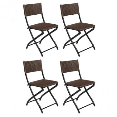 Imagem de Cadeira Dobravel Bar, Lanchonete Castanho - Kit 4 Pc
