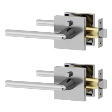 Imagem de Okun Mirra 2 maçanetas de privacidade para banheiro e quarto com botão interno reversível em cromo