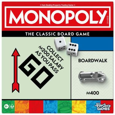 Imagem de Jogo de tabuleiro Monopoly Classic com bandeja de armazenamento para maiores de 8 a 6 jogadores