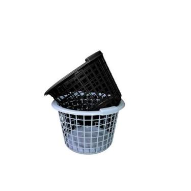 Imagem de Cesto Telado Preto Redondo  Sem Tampa 20l Roupa Suja Brinquedo Bebê - 