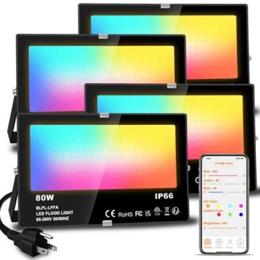 Imagem de Holofote LED MELPO 80W 8000LM RGB 5700K IP66, pacote com 4