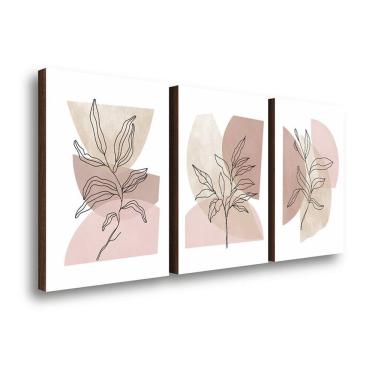 Imagem de Kit 3 Quadros Decorativos Folhagem Tons Terrosos 40X60Cm