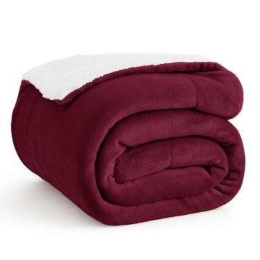 Imagem de Cobertor de lã Bedsure Sherpa Burgundy 127x152 cm