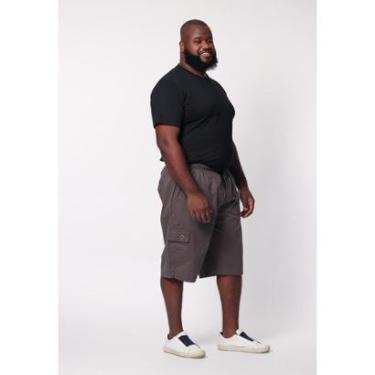 Imagem de Bermuda Masculina Plus Size Sarja Chumbo com Elástico-Masculino