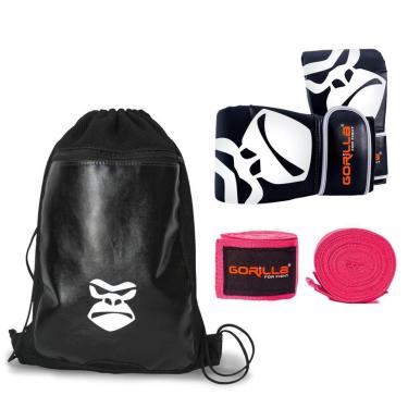 Imagem de Kit Boxe Infantil Luva Bate Saco Pro + Bandagem Elástica 2,5 Metros + Mochila De Costas Gorilla-Unissex