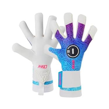 Imagem de Luvas de Goleiro Zeus N1, Pretas, Trava de Pulso (Azul, 8)