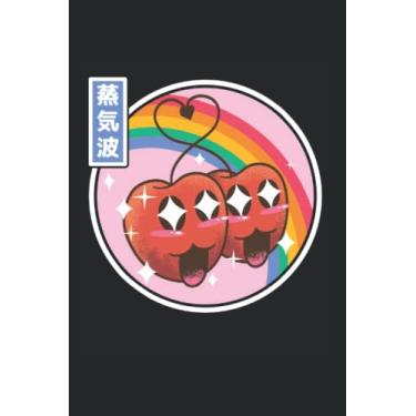 Imagem de Happy Apples Digital Japan Style 80s Otaku Vaporwave Anime: Funny Japan Vaporwave Notebook/Journal | 120 Pages | Dot Grid Paper | 6x9 Inches | Matte