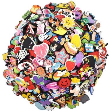 Imagem de Ibuclein Lote de pingentes de sapatos aleatórios 40, 60, 100, 150, 185, 200 peças diferentes decorações de pingentes de sapatos mistos adoráveis animais de PVC flores bolas letras números formas