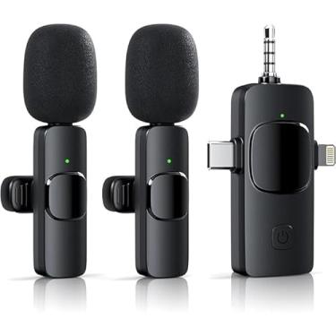 Imagem de Microfone de lapela K15 3 em 1 sem fio para iPhone, câmera Android, USB-C, mini microfone sem fio com cancelamento de ruído para YouTube, TikTok, gravação de vídeo, entrevistas, transmissão ao vivo de