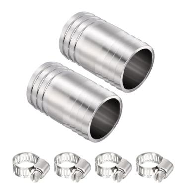 Imagem de Kozelo Pacote com 2, acessórios de mangueira de aço inoxidável 304 farpas de mangueira de 2,5 cm para acessórios de 2,5 cm com 4 braçadeiras de mangueira para máquinas domésticas, banheiras de