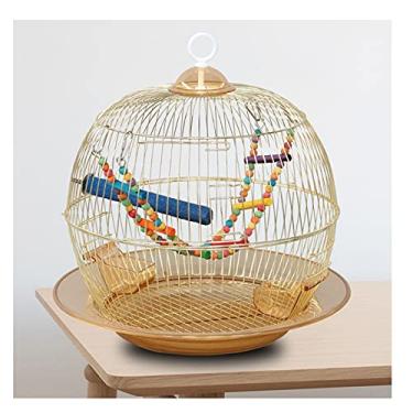 Imagem de Gaiola de pássaro gaiola de papagaio de peônia gaiola redonda gaiola de metal gaiola ornamental ferro processo de galvanização ouro gaiola para animais de estimação 38 × 38 cm ninho de pássaro (cor