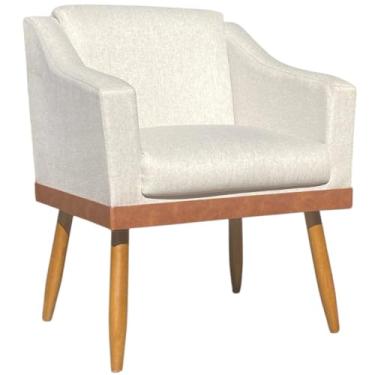Imagem de Poltrona Decorativa Para Sala San Diego Recepção Consultório Pés Palito Tecido Linho Premim