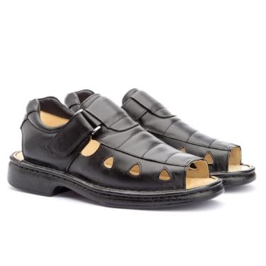 Imagem de Sandália Ortopédica Preta Diabético Palmilha Gel (Preto, BR, Adulto, Numérico, 40)