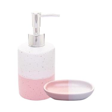 Imagem de Conjunto 2 Peças Porta Sabonete Líquido Saboneteira Ceramica - LYOR