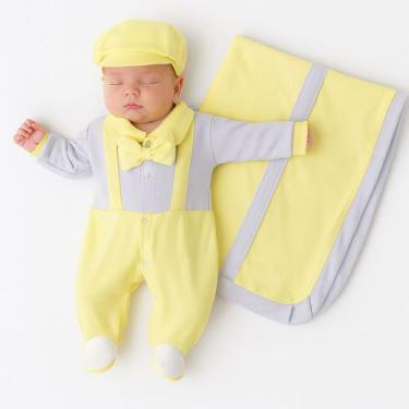 Imagem de Saída Maternidade Bebê Menino Heitor Kit 04 Peças Roupas - Girassol En